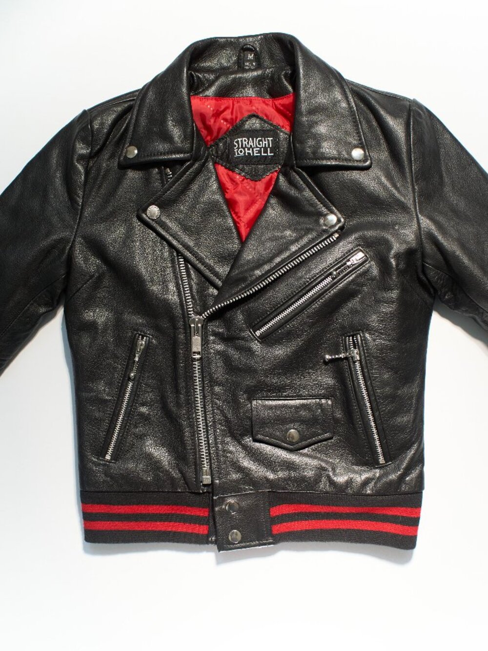 Straight to Hell Baron varisty-style leather jacket. Unisex, medium.
